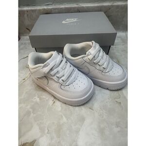 Kids Toddler Nike Force 1 Low Easy On White Leather‎ Sneakers Shoes Size 6c